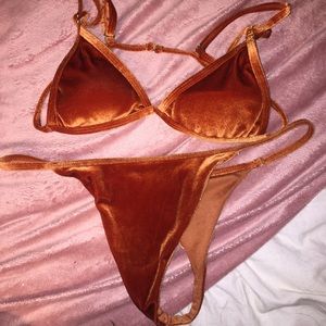 Suede/ velour/ velvet bikini set